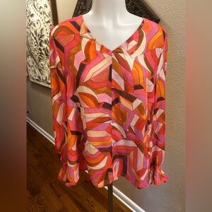 Vibrant Pink and Orange Women's Top